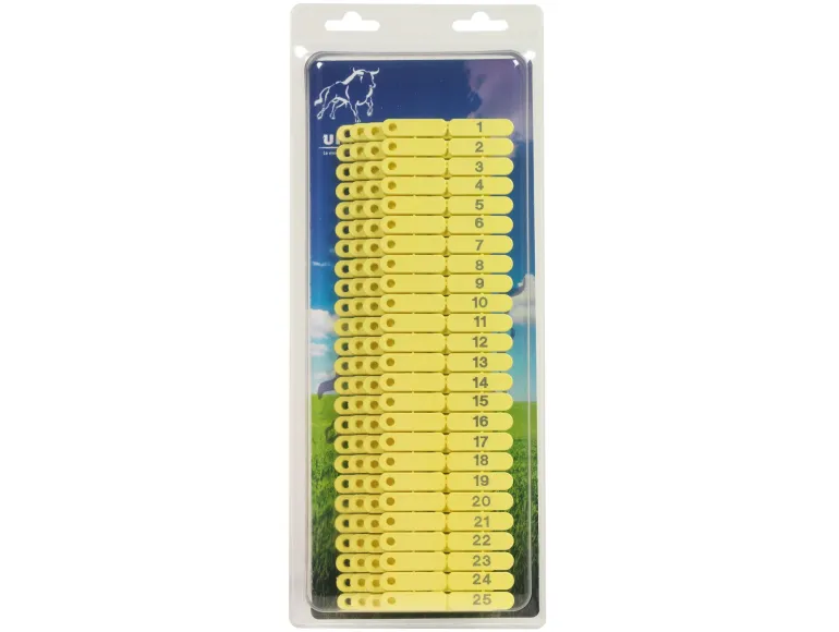 Boucles de marquage pour ovins Ukaltag 1 à 100 jaune