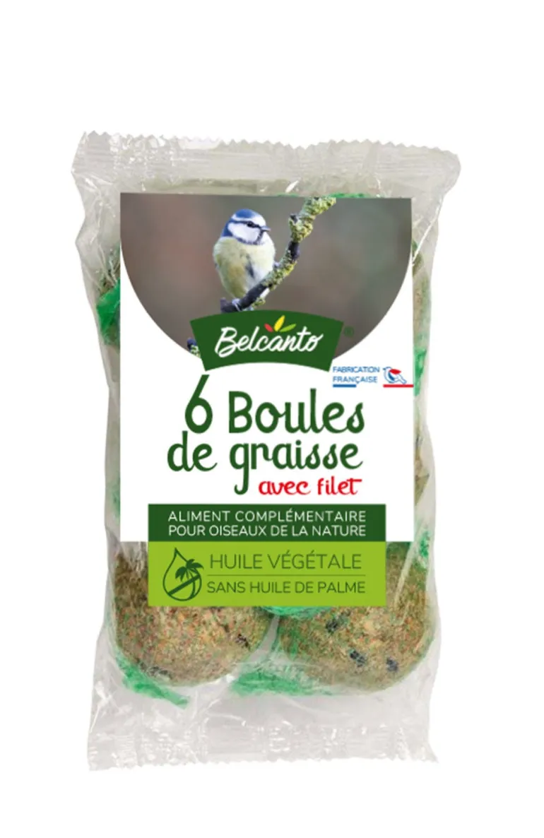 Boule de graisse avec filet pour oiseaux (x6)