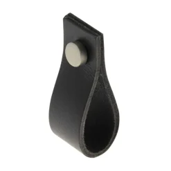 Bouton tirette 20 x 60 mm en cuir noir x2