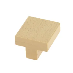 Bouton carré 30 x 30 mm en bois naturel verni