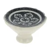 Bouton conique Ø44 mm en céramique décor noir x2