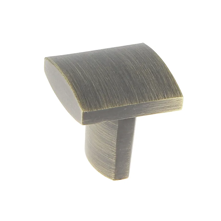 Bouton courbe 21 x 21 mm aluminium laitonné vieilli mat x2