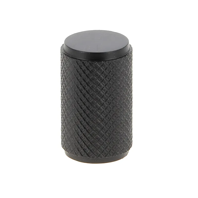 Bouton cylindre industriel Ø18 mm en aluminium noir mat x2