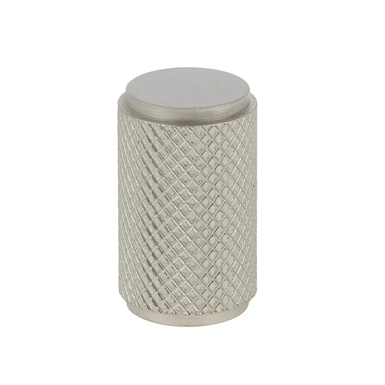 Bouton cylindre industriel Ø18 mm en aluminium nickel mat x2