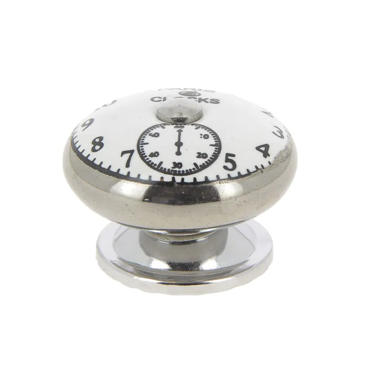 Bouton horloge Ø40 mm en céramique aluminium base nickelé x2