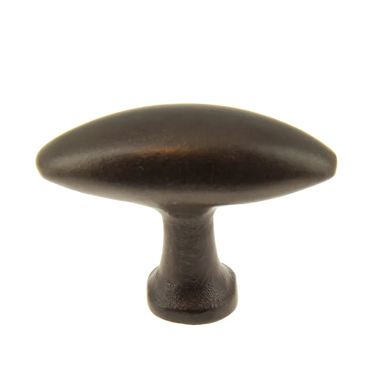 Bouton olive 48 x 19 mm en fer décor rouillé x2