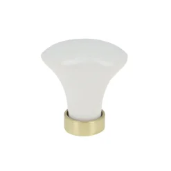 Bouton ovale en céramique blanc/laiton doré x2