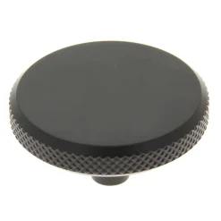 Bouton plat industriel Ø48 mm en fer noir mat x2