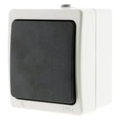 Bouton poussoir Aquae saillie étanche IP54 blanc/noir