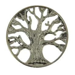 Bouton rond plat Ø40 mm arbre de vie en métal vieux fer x2