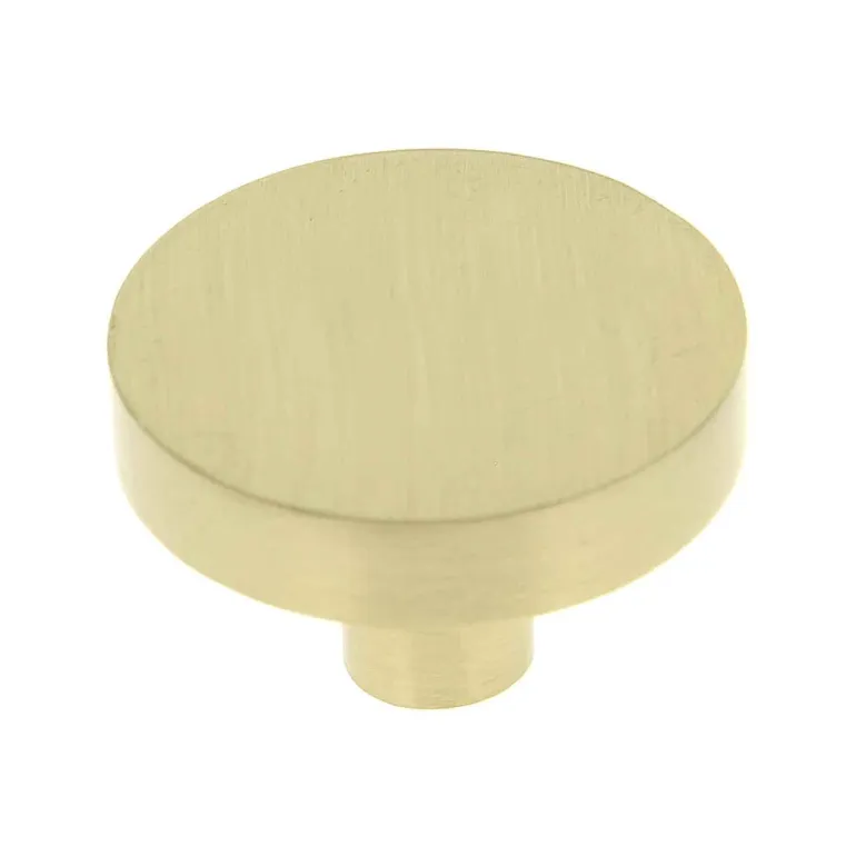 Bouton rond plat Ø35 mm en laiton satinée x2