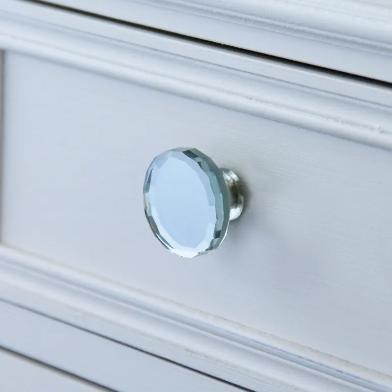 Bouton rond plat Ø37 mm verre effet miroir x2