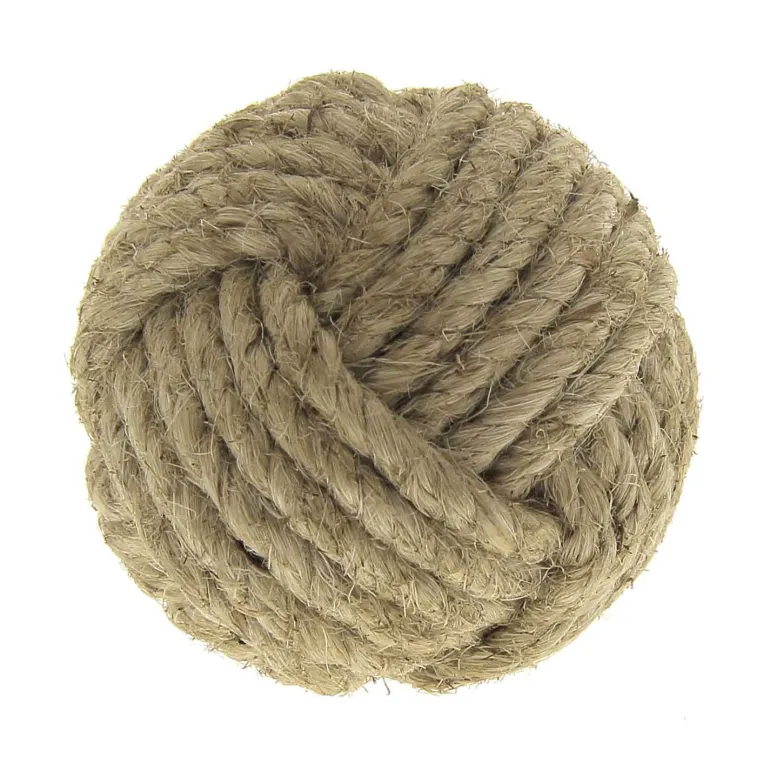 Bouton rond tressé Ø43 mm en corde naturel x2