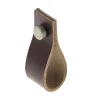 Bouton tirette 20 x 60 mm en cuir marron foncé x2
