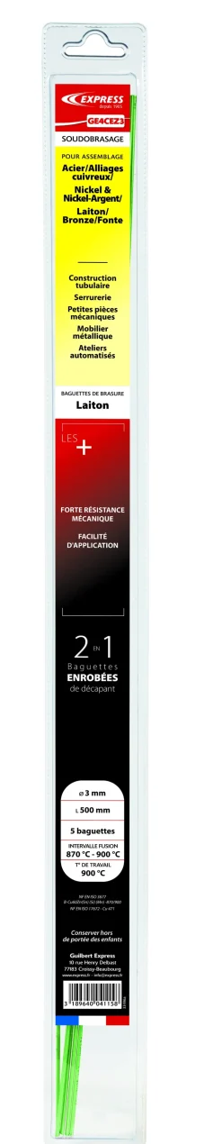 Brasure laiton enrobée de décapant Ø3 mm 500 mm (x5)