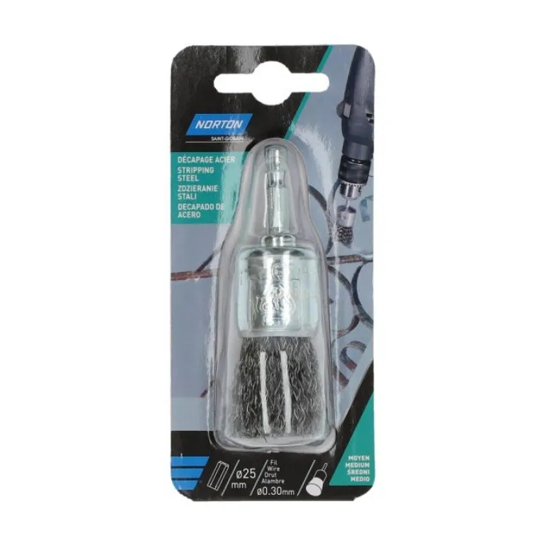 Brosse Ø 25 pour perceuse, pinceau ondulé, acier NORTON