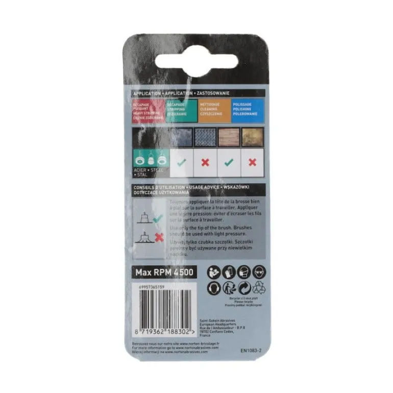 Brosse Ø 25 pour perceuse, pinceau ondulé, acier NORTON