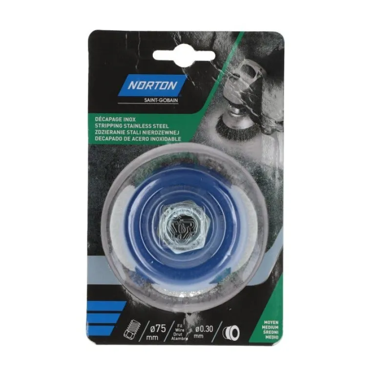 Brosse Ø 75 mm pour meuleuse angle, inox NORTON