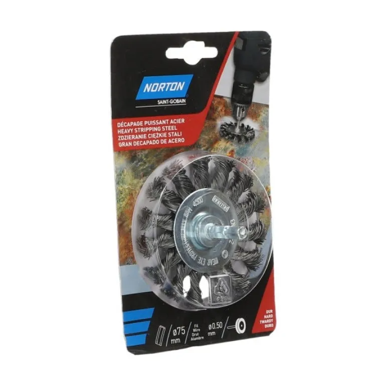 Brosse Ø 75 pour perceuse, circulaire torsadé, acier NORTON