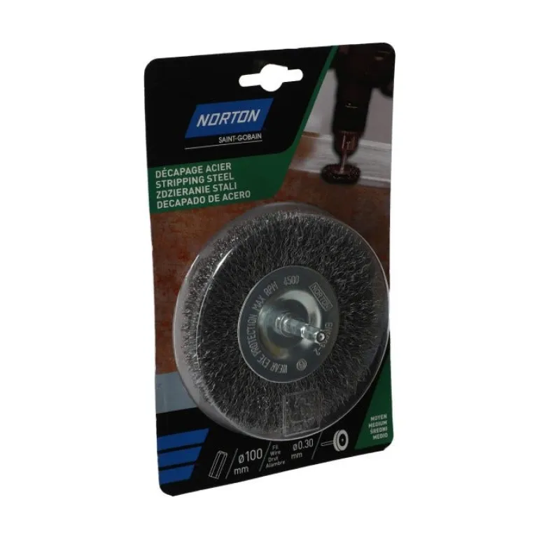 Brosse Ø100 pour perceuse, circulaire ondulé, acier NORTON