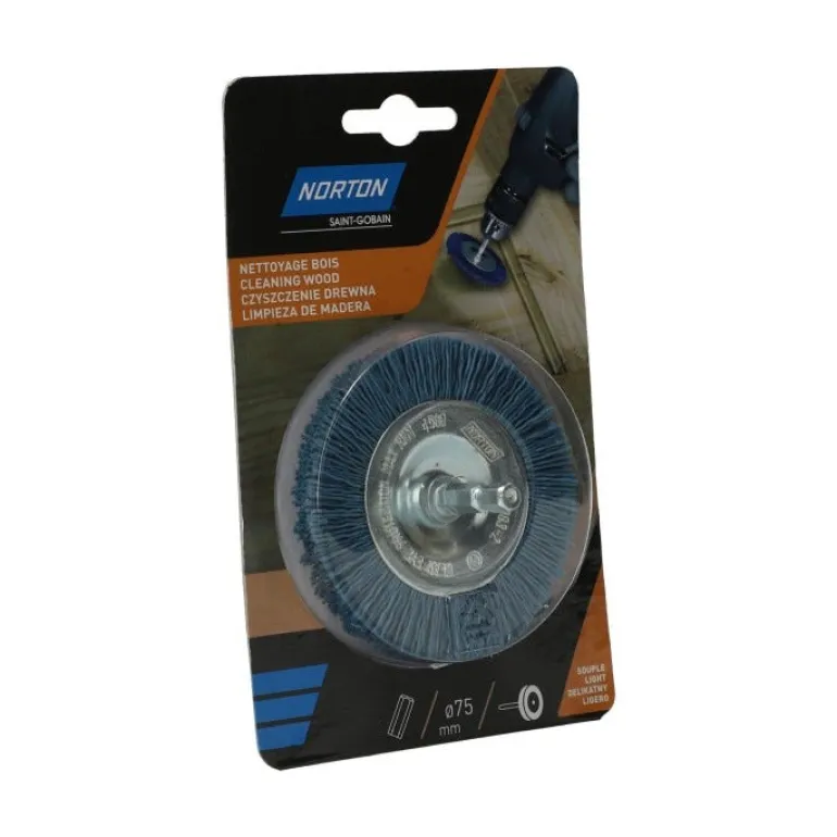Brosse Ø75 pour perceuse, circulaire nylon bleu NORTON