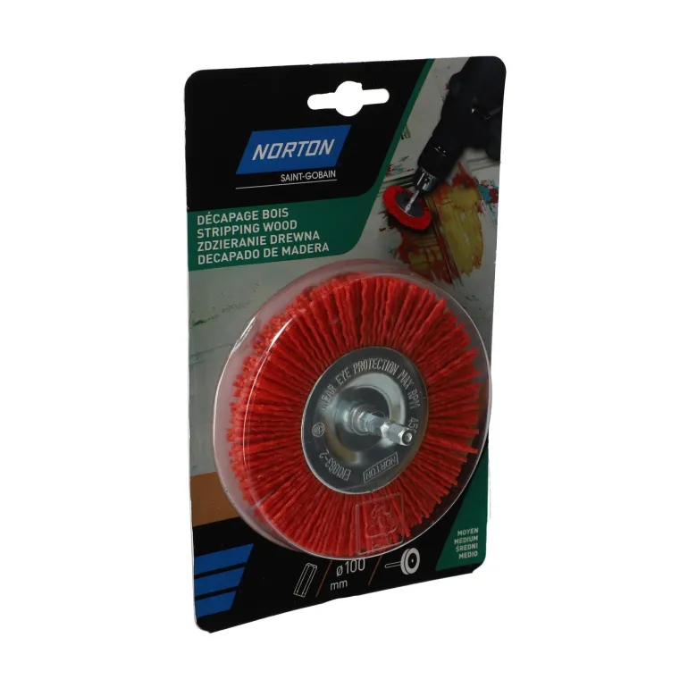 Brosse Ø100 pour perceuse, circulaire nylon rouge NORTON
