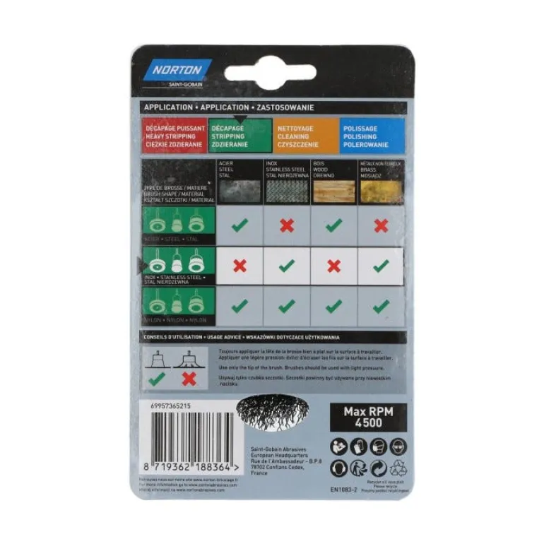 Brosse Ø 75 pour perceuse, coupe ondulé, acier NORTON