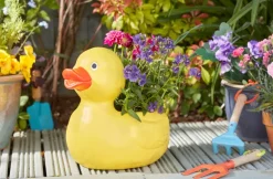 Cache pot forme Canard Daphné jaune