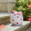 Cache Pot forme Poule blanche avec coeurs