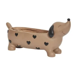 Cache Pot forme Teckel marron