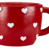 Cache-pot forme Tasse à café rouge avec coeurs