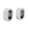 Cache+support extrémité tube penderie oval 30x15mm blanc(x2)