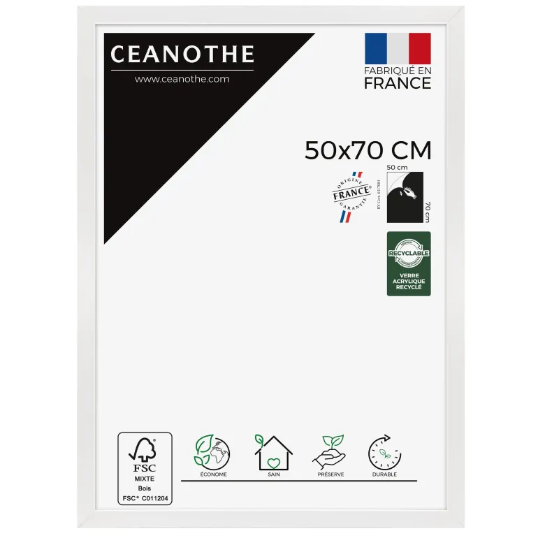 Cadre rectangulaire 50x70 cm Eternel blanc