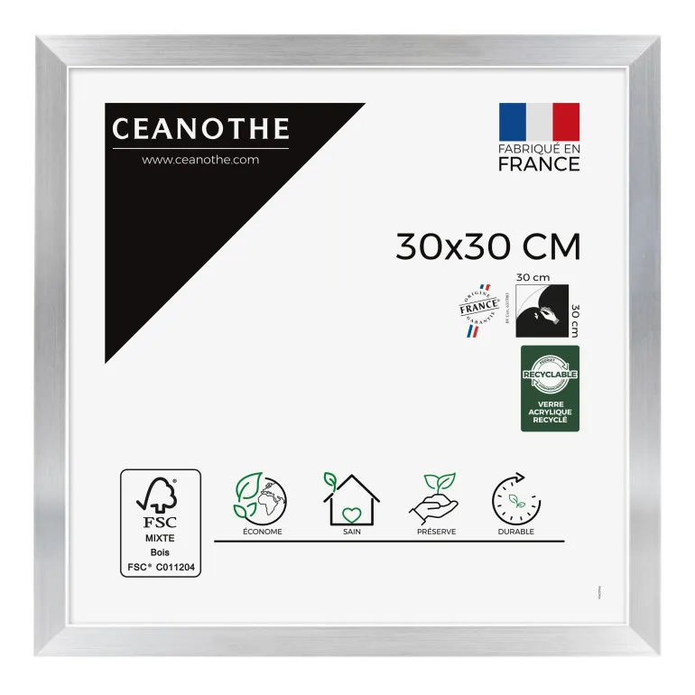 Cadre rectangulaire 30x30 cm Precious couleur acier
