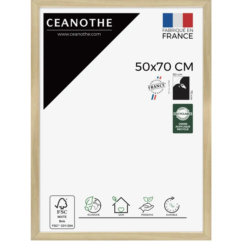 Cadre rectangulaire 50x70 cm Eternel bois naturel