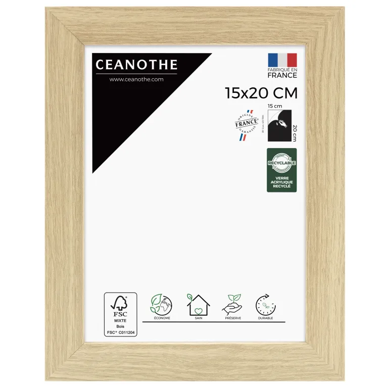 Cadre rectangulaire 15x20 cm Eternel bois naturel