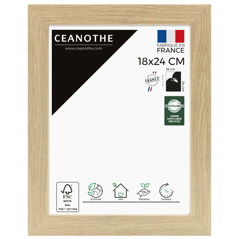 Cadre rectangulaire 18x24 cm Eternel bois naturel