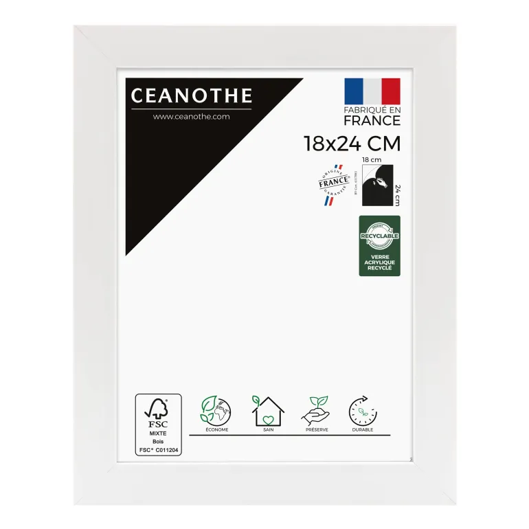 Cadre rectangulaire 18x24 cm Eternel blanc