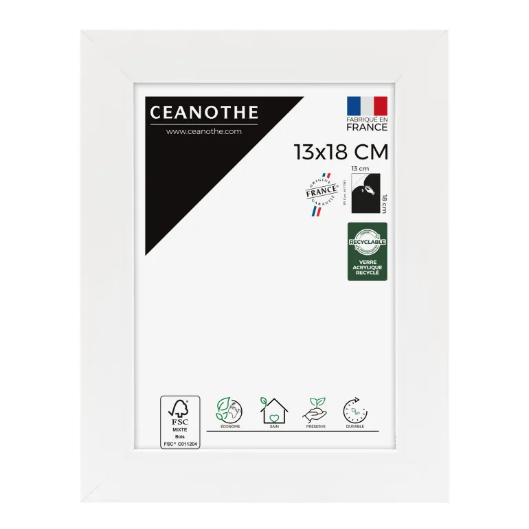 Cadre rectangulaire 13x18 cm Eternel blanc
