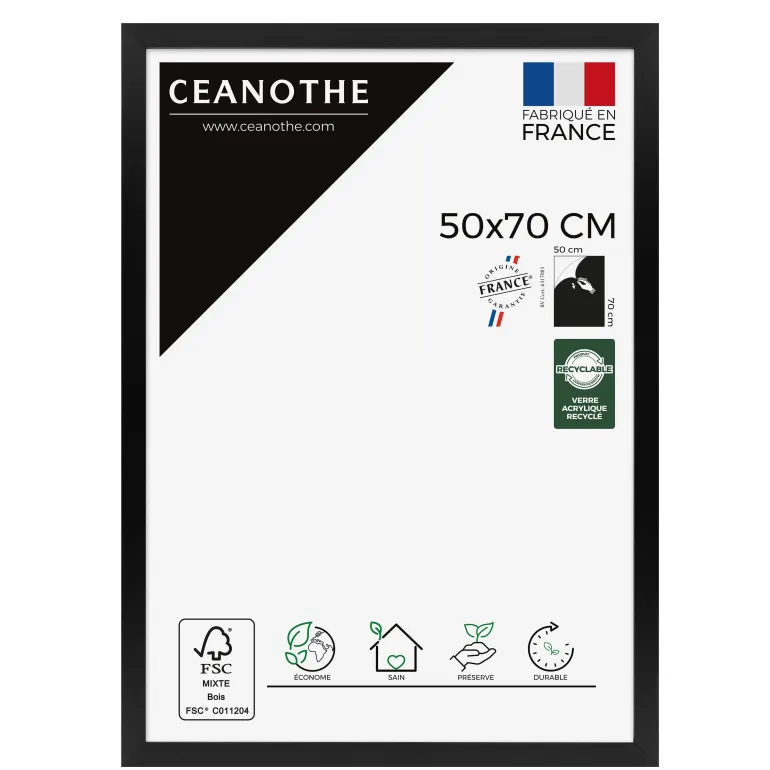 Cadre rectangulaire 50x70 cm Eternel noir