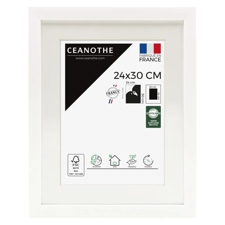 Cadre rectangulaire 24x30 cm Milan blanc