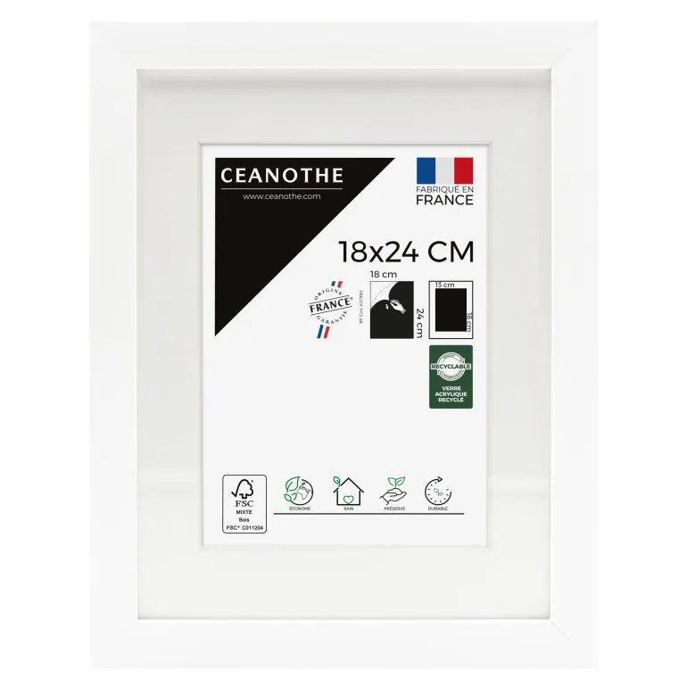 Cadre rectangulaire 18x24 cm Milan blanc