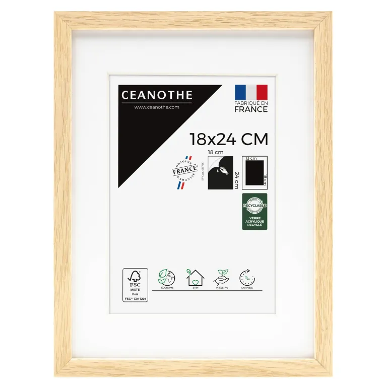 Cadre rectangulaire 18x24 cm Milan bois