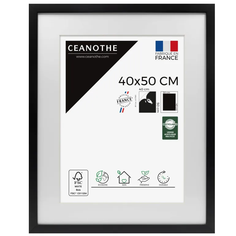 Cadre rectangulaire 40x50 cm Milan noir