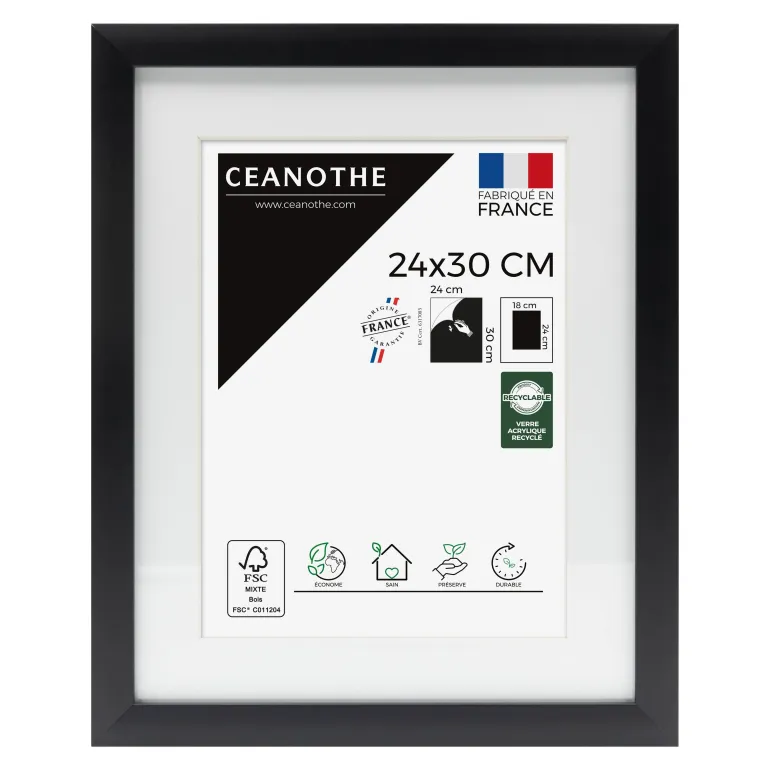 Cadre rectangulaire 24x30 cm Milan noir