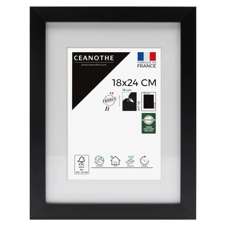 Cadre rectangulaire 18x24 cm Milan noir