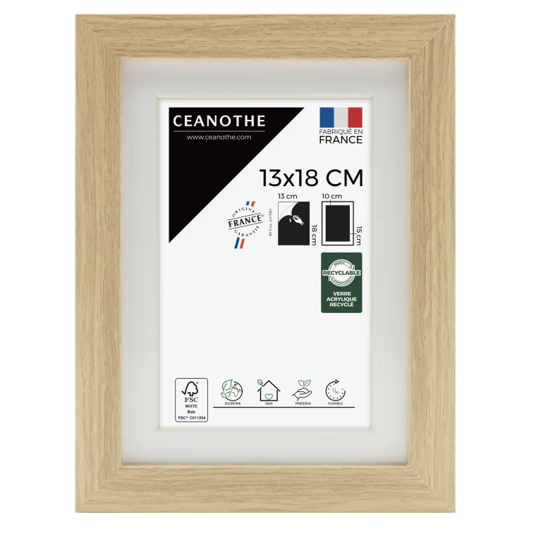 Cadre rectangulaire 13x18 cm Milan bois