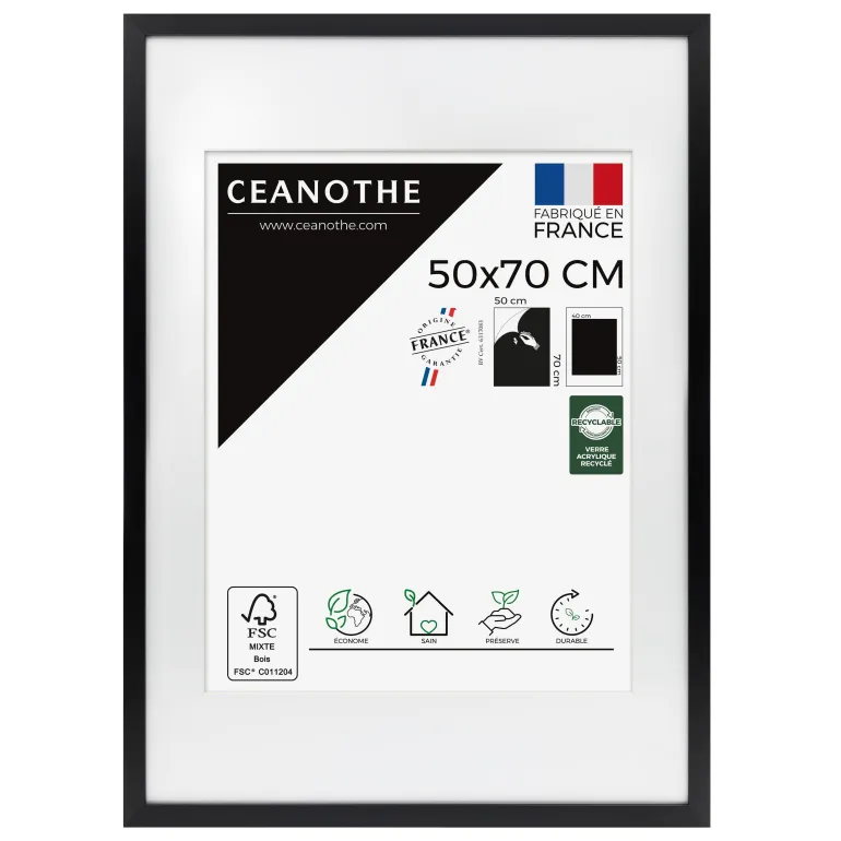 Cadre rectangulaire 50x70 cm Milan noir