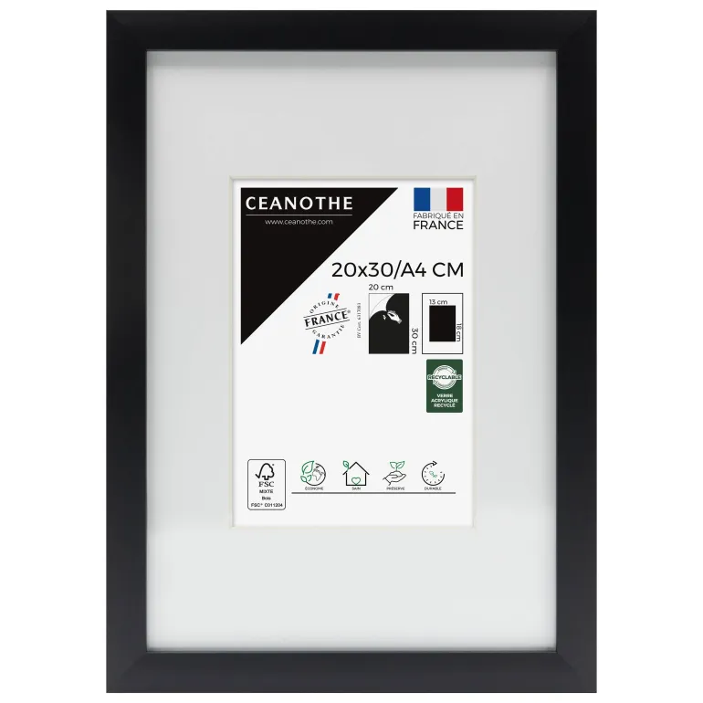 Cadre rectangulaire 20x30 cm Milan noir