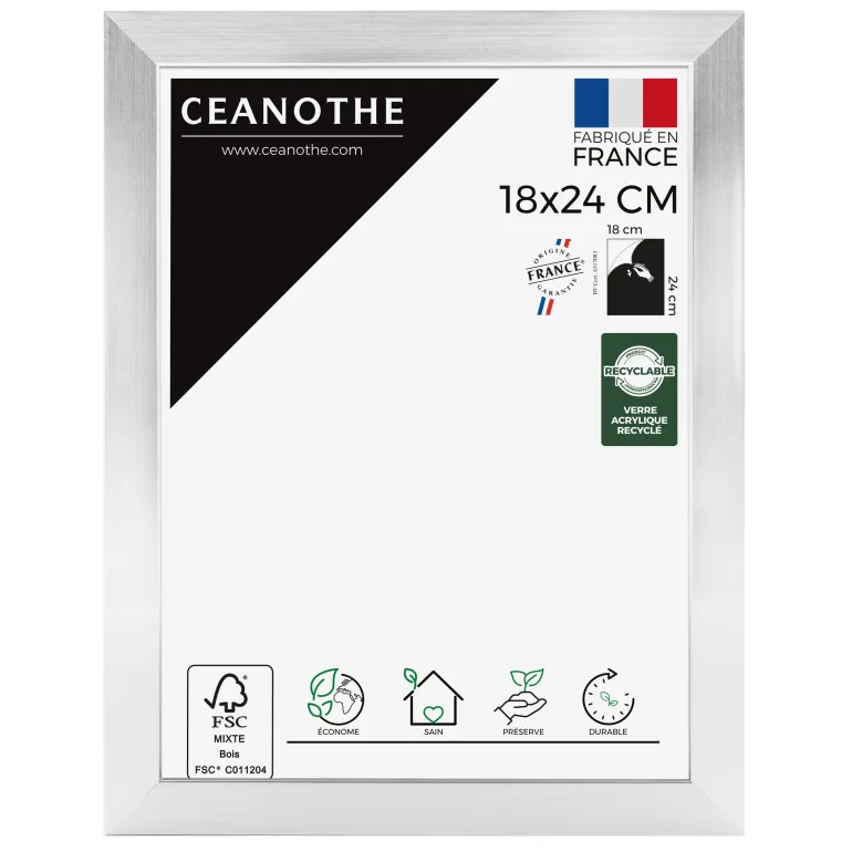 Cadre rectangulaire 18x24 cm Precious couleur acier